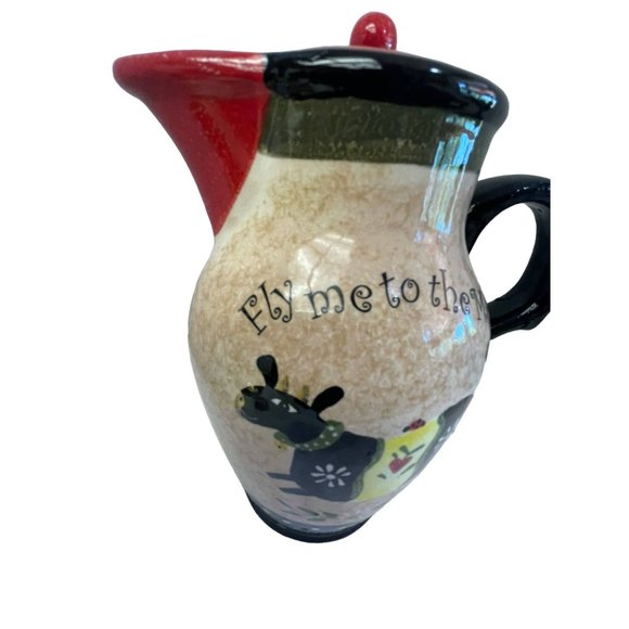 Pitcher Tea Pots Fly Me to The Moon Sheep Bee 7.5" Ceramic Collectible Creamer - Picture 3 of 10